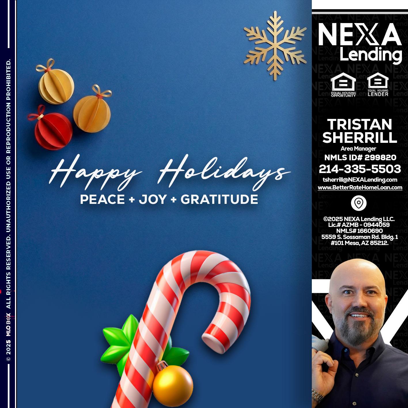 HAPPY HOLIDAYS - Tristan Sherrill -Branch Manager