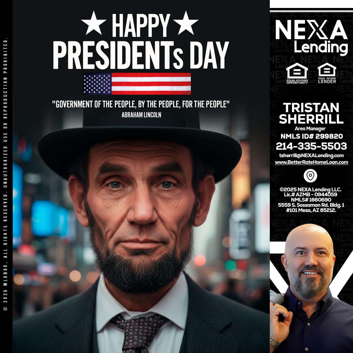 PRESIDENTS DAY - Tristan Sherrill -Branch Manager