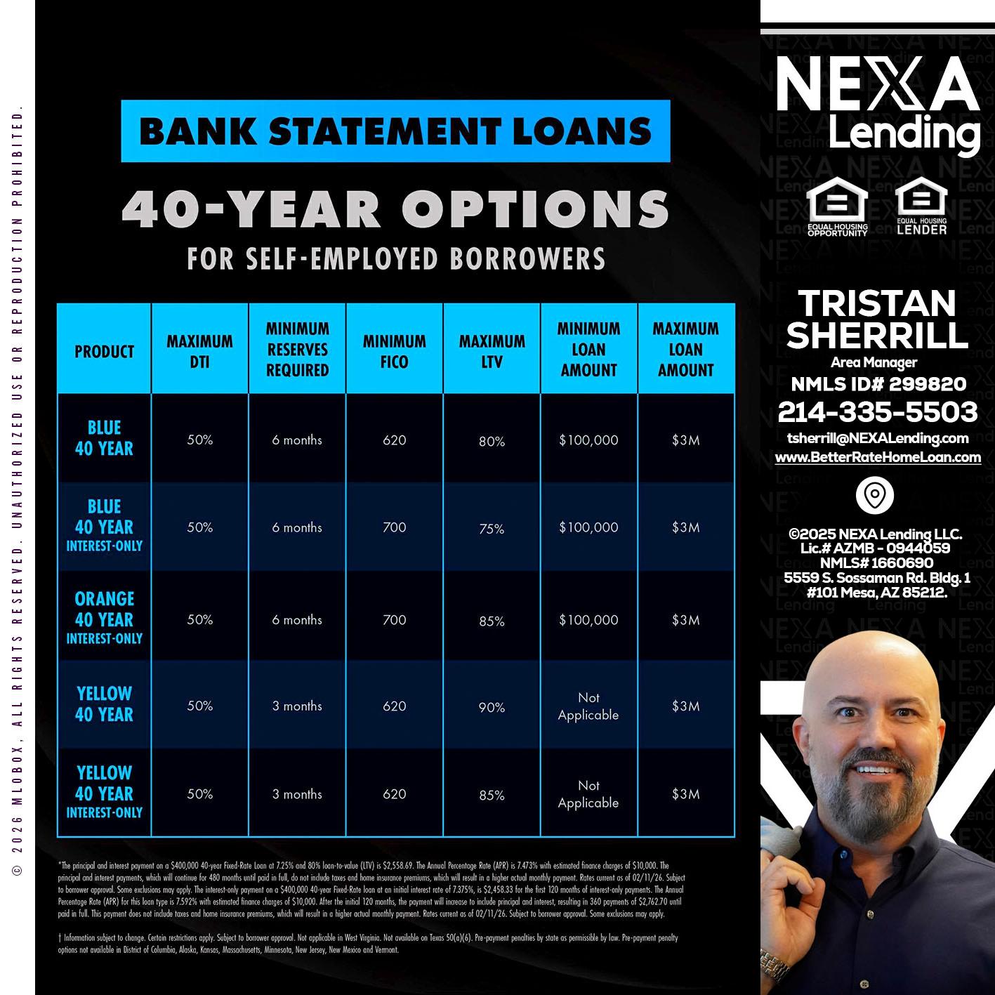 40 YR. OPTIONS - Tristan Sherrill -Branch Manager