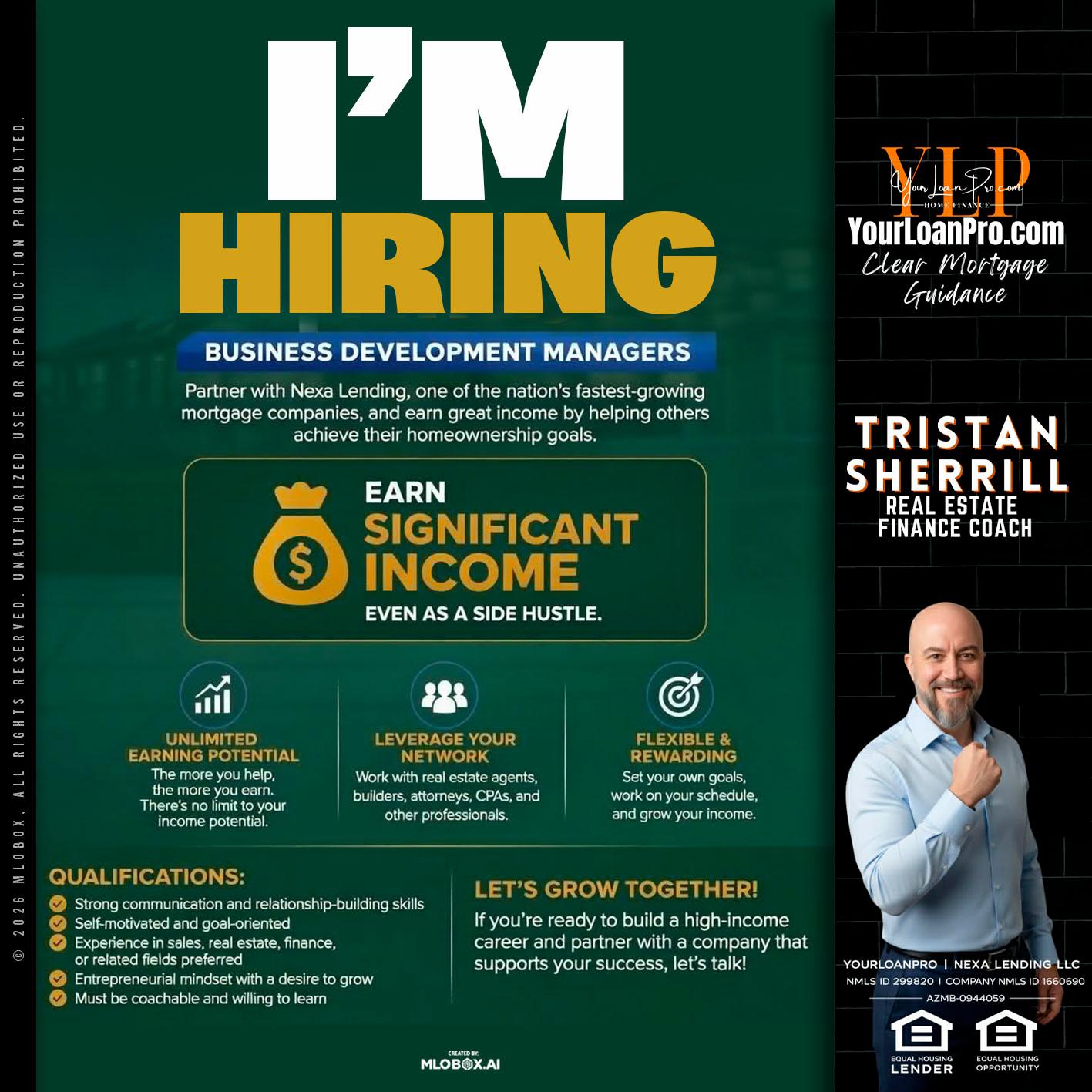 IM HIRING - Tristan Sherrill -Branch Manager